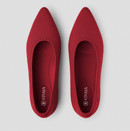 Ballerinas | Damen | Flexibel | Luftig | Rutschfest | Einstieg | Atmungsaktiv-Rot-35-Luzern Mode