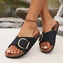 Damen Slipper | Einstieg | Riemverschluss | Verstellbar | Veganes Leder | Flach-Schwarz-35-Luzern Mode
