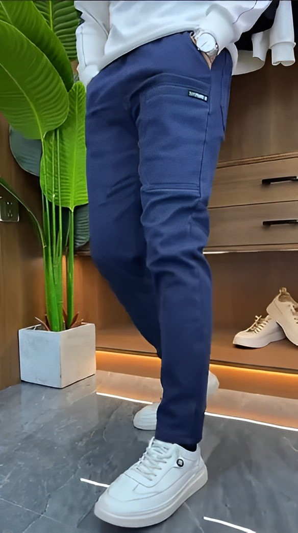 Herren Chinohose Slim Fit - Bequeme Freizeithose Baumwolle-Blau-29-Luzern Mode