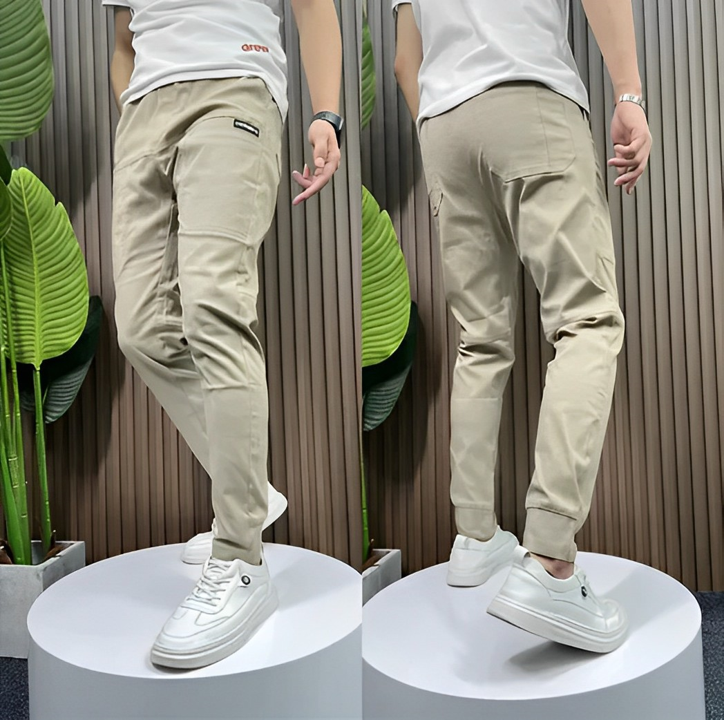 Herren Chinohose Slim Fit - Bequeme Freizeithose Baumwolle-Khaki-29-Luzern Mode