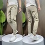 Herren Chinohose Slim Fit - Bequeme Freizeithose Baumwolle-Khaki-29-Luzern Mode