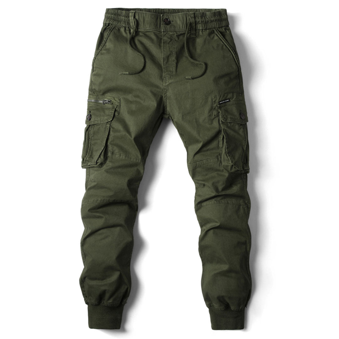 Herren Cargo Hose mit Taschen - Bequeme Outdoor Mode-Grün-29-Luzern Mode