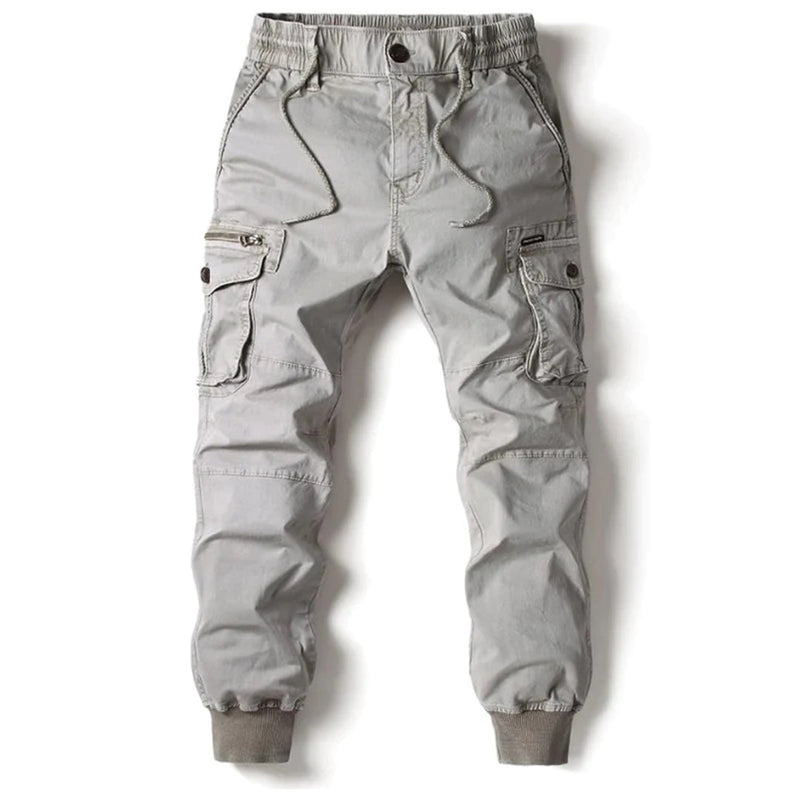 Herren Cargo Hose mit Taschen - Bequeme Outdoor Mode-Hellgrau-29-Luzern Mode