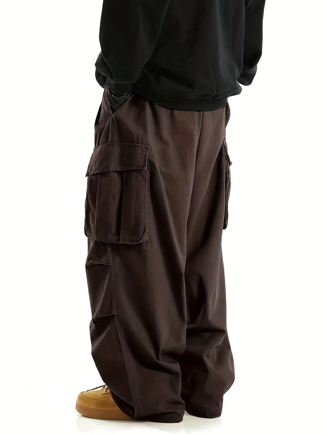 Herren Cargo Hose mit Taschen - Bequeme Freizeithose-Braun-S-Luzern Mode