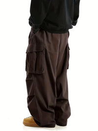 Herren Cargo Hose mit Taschen - Bequeme Freizeithose-Braun-S-Luzern Mode