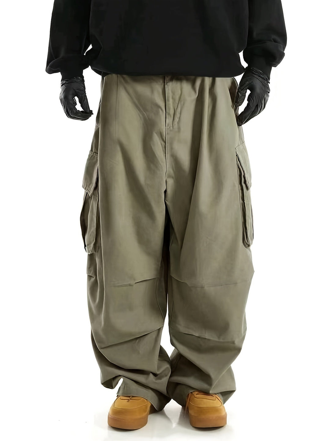 Herren Cargo Hose mit Taschen - Bequeme Freizeithose-Grün-S-Luzern Mode