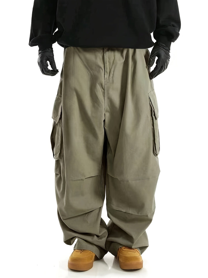 Herren Cargo Hose mit Taschen - Bequeme Freizeithose-Grün-S-Luzern Mode