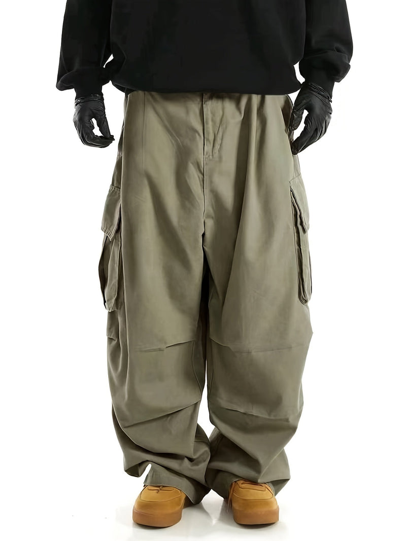 Herren Cargo Hose mit Taschen - Bequeme Freizeithose-Grün-S-Luzern Mode
