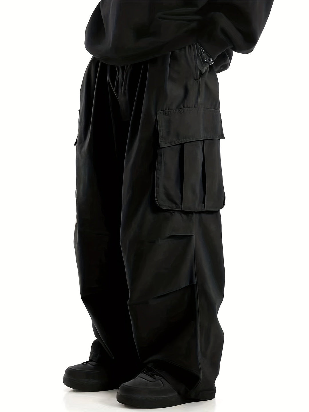 Herren Cargo Hose mit Taschen - Bequeme Freizeithose-Schwarz-S-Luzern Mode