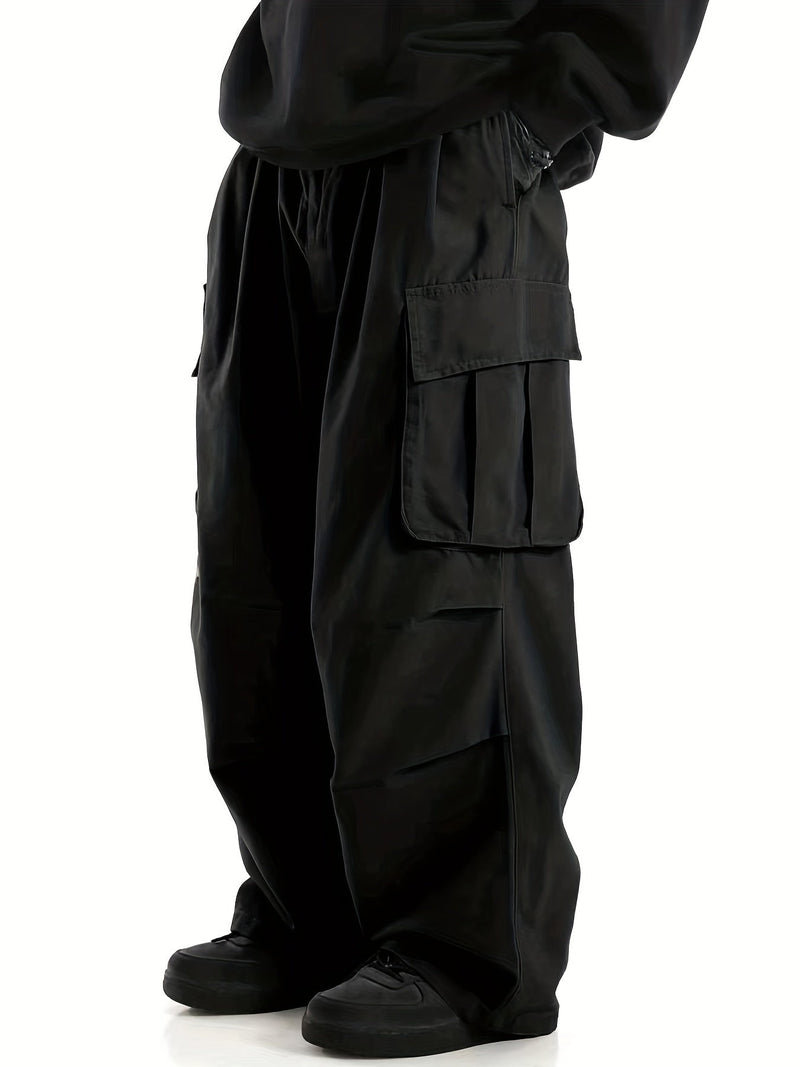Herren Cargo Hose mit Taschen - Bequeme Freizeithose-Schwarz-S-Luzern Mode