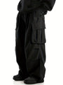Herren Cargo Hose mit Taschen - Bequeme Freizeithose-Schwarz-S-Luzern Mode