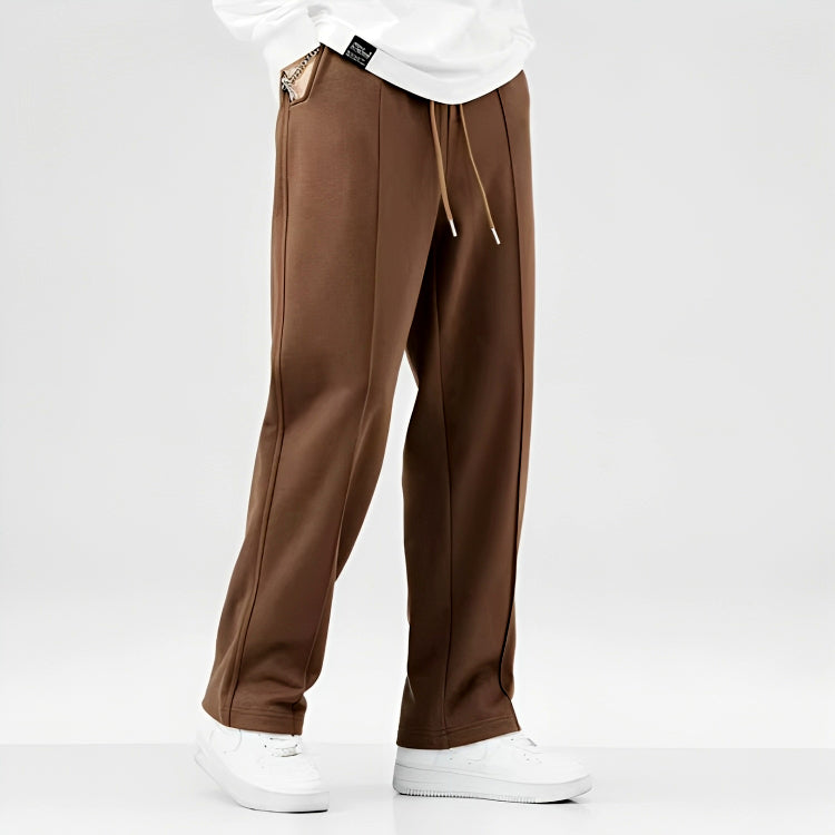 Herren Jogginghose mit Taschen - Bequeme Freizeithose-Braun-L-Luzern Mode