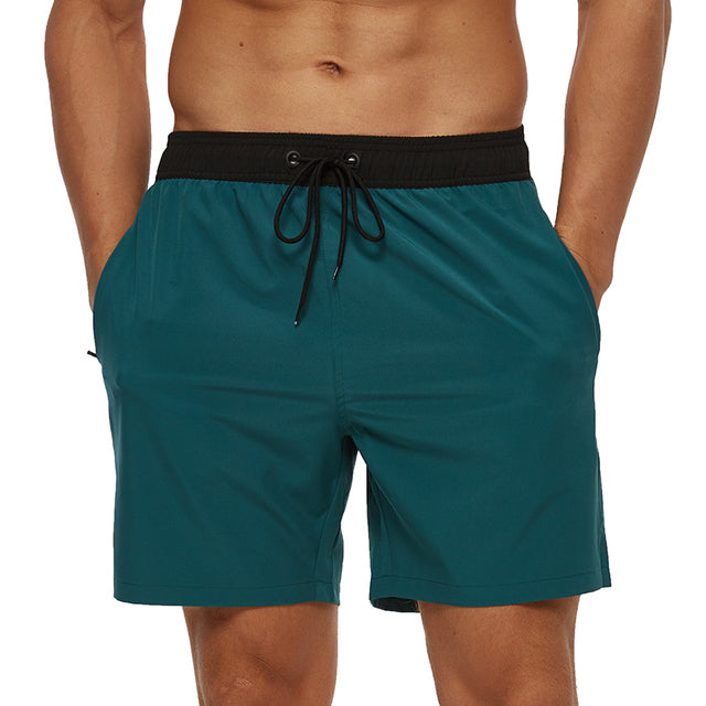Herren Badeshorts | Zugkordel | Halblang | Locker sitzend | Schnell trocknend-Blaugrün-S-Luzern Mode