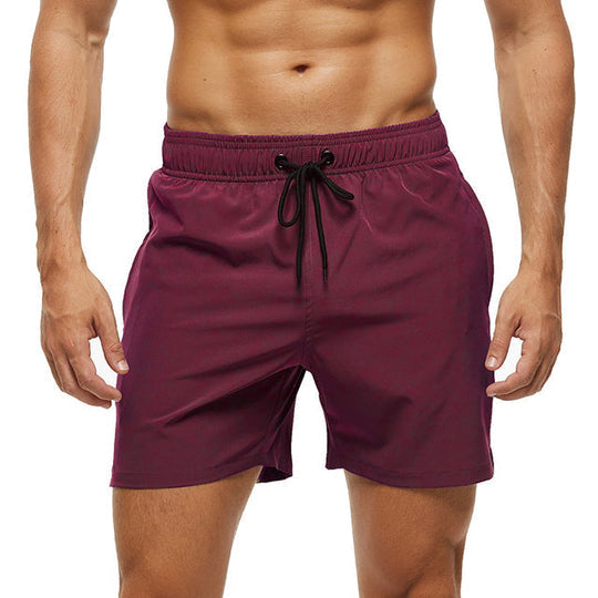 Herren Badeshorts | Zugkordel | Halblang | Locker sitzend | Schnell trocknend-Rot-S-Luzern Mode