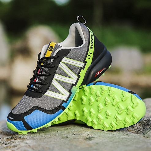 Herren Laufschuhe mit Klettverschluss für Outdoor-Sport-Grün-40-Luzern Mode