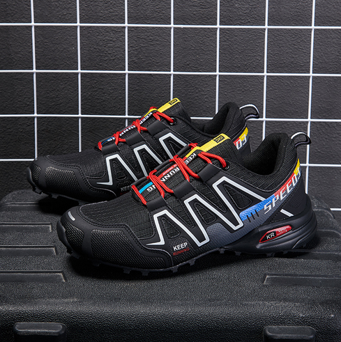Herren Laufschuhe mit Klettverschluss für Outdoor-Sport-Schwarz-40-Luzern Mode