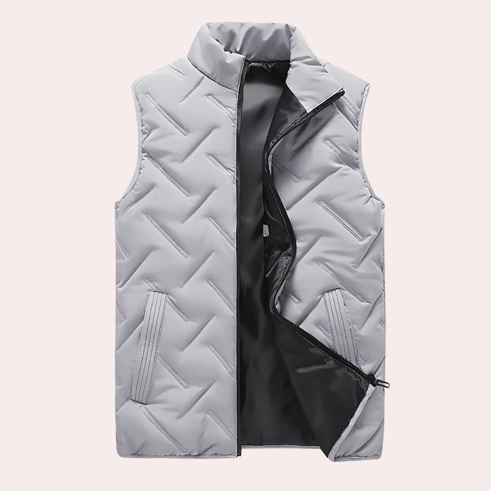 Herren Winterjacke mit Reißverschluss und Steppdesign-Grau-S-Luzern Mode