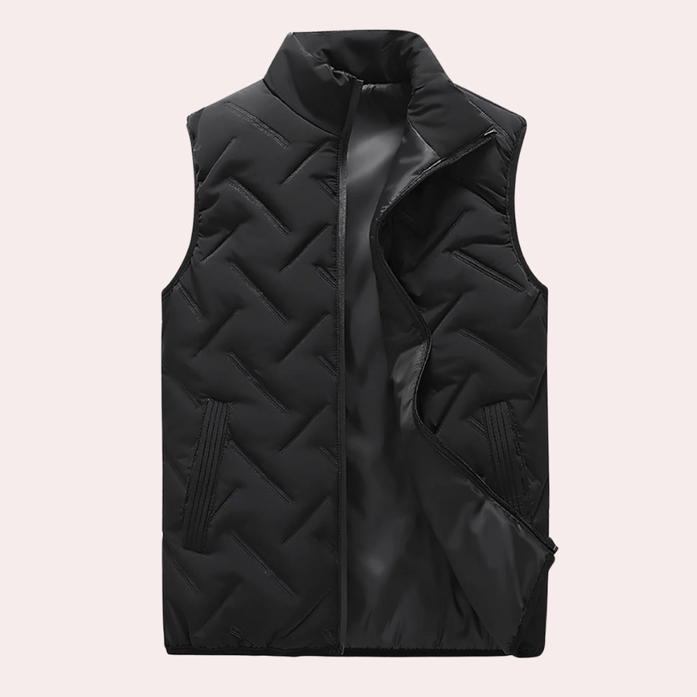 Herren Winterjacke mit Reißverschluss und Steppdesign-Schwarz-S-Luzern Mode