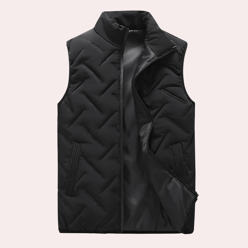 Herren Winterjacke mit Reißverschluss und Steppdesign-Schwarz-S-Luzern Mode