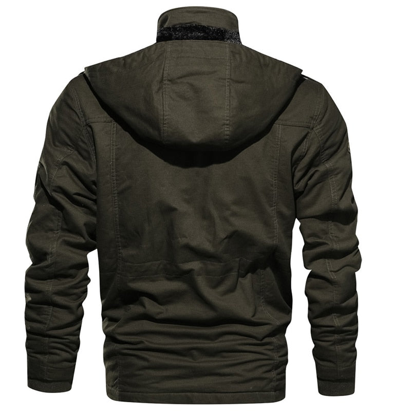 Herren Winterjacke | Locker fallend | Halb lang | Reißverschluss | Kapuze | Taschen-Luzern Mode