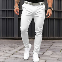 Herren Chinohose Slim Fit mit Stretch für Freizeit-Weiß-S-Luzern Mode