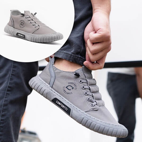 Herren Sneaker | Niedrig | Rutschfeste Sohle | Flexibel | Leicht | Schnürsenkel-Grau-39-Luzern Mode
