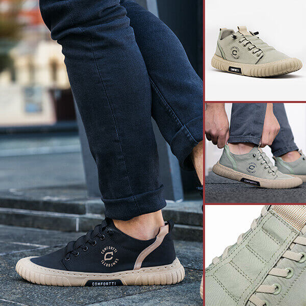 Herren Sneaker | Niedrig | Rutschfeste Sohle | Flexibel | Leicht | Schnürsenkel-Luzern Mode