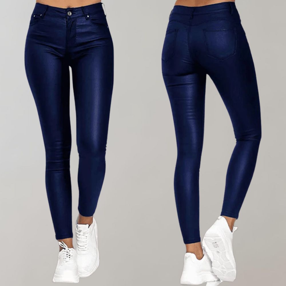Elegante Damenhose mit hohem Bund und bequemem Sitz-Blau-S-Luzern Mode