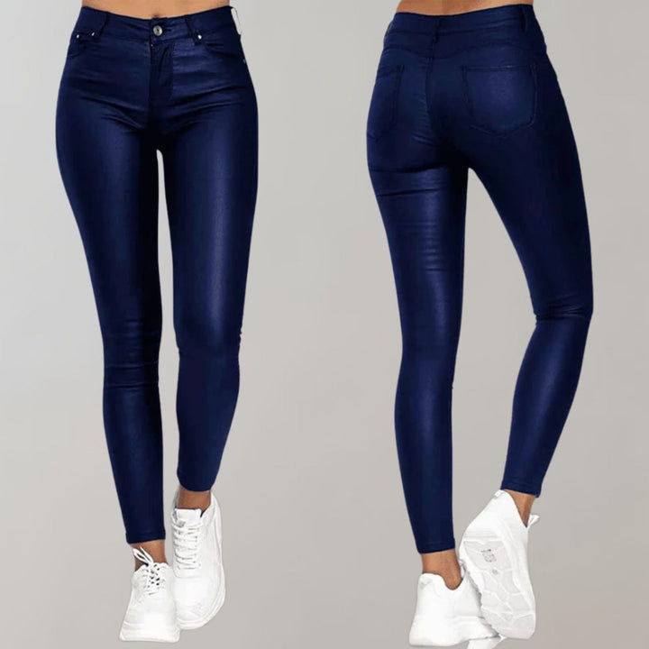 Elegante Damenhose mit hohem Bund und bequemem Sitz-Blau-S-Luzern Mode