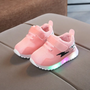 LED Kinder Sneaker mit Klettverschluss und Blitzmotiv-Rosa-21-22-Luzern Mode