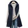 Damen Steppweste mit Kapuze - Lange Winterweste Casual-Dunkelblau-S-Luzern Mode