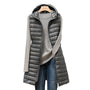 Damen Steppweste mit Kapuze - Lange Winterweste Casual-Grau-S-Luzern Mode