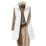 Damen Steppweste mit Kapuze - Lange Winterweste Casual-Weiß-S-Luzern Mode