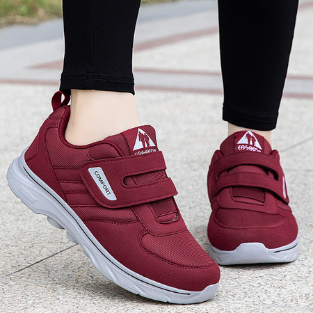 Bequeme Damen Sneaker mit Klettverschluss für Alltag-Rot-36-Luzern Mode