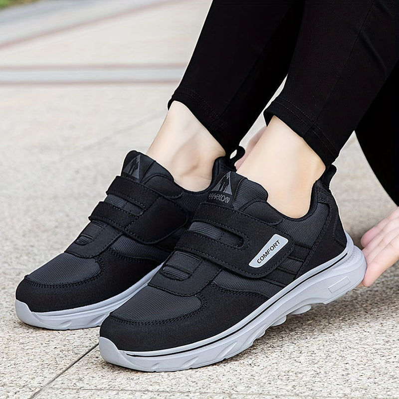Bequeme Damen Sneaker mit Klettverschluss für Alltag-Schwarz-36-Luzern Mode