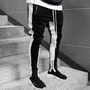 Herren Jogginghose | Streifen | Kordelzug | Slim Fit | Elastisch | Leicht-Schwarz-S-Luzern Mode