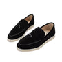 Damen Loafers | Wildleder | Schlupfschuh | Einfarbig | Wasserdicht | Schlossdetail-Schwarz-35-Luzern Mode