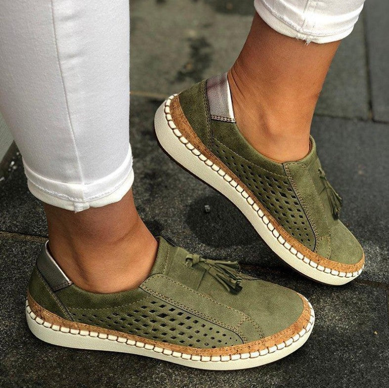 Damen Sommerschuhe | Orthopädisch | Veganes Leder | Rutschfest | Slipper-Grün-35-Luzern Mode