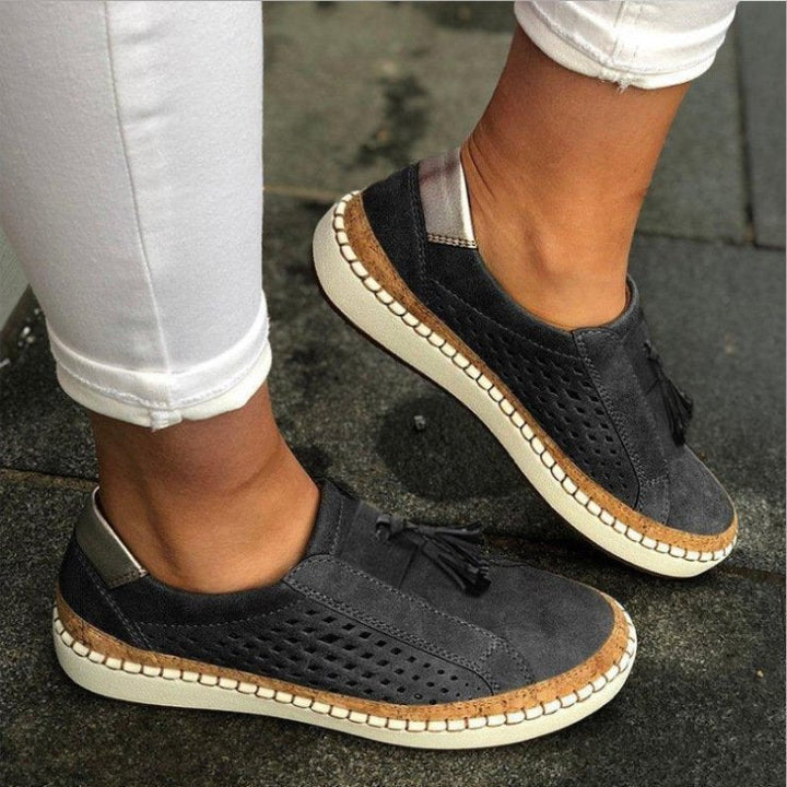 Damen Sommerschuhe | Orthopädisch | Veganes Leder | Rutschfest | Slipper-Schwarz-35-Luzern Mode