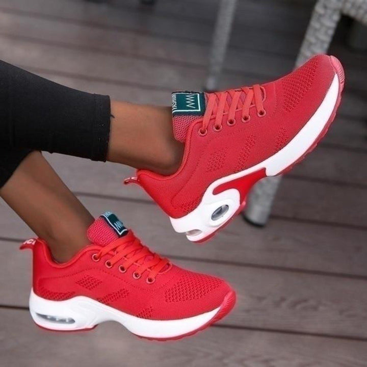 Damen Sneakers | Orthopädisch | Farbig | Stilvoll | Bequem | Langlebig-Rot-35-Luzern Mode