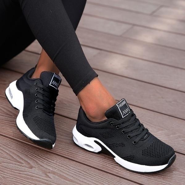 Damen Sneakers | Orthopädisch | Farbenfroh | Stilvoll | Bequem | Langlebig-Schwarz-35-Luzern Mode