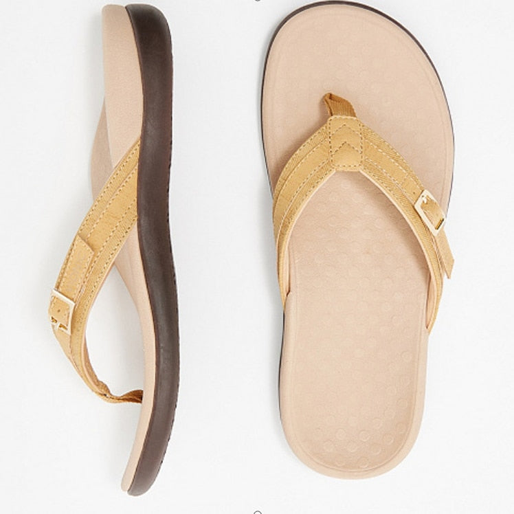 Orthopädische Zehensandalen Damen | Sommerkomfort | Anti-Rutsch | Fußfreundlich-Gelb-35-Luzern Mode