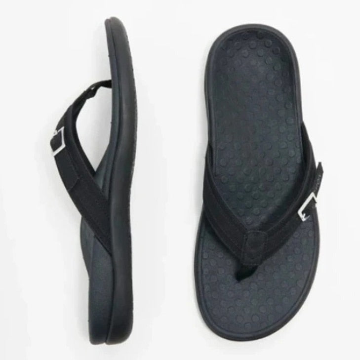 Orthopädische Zehensandalen Damen | Sommerkomfort | Anti-Rutsch | Fußfreundlich-Schwarz-35-Luzern Mode