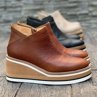 Damen Stiefeletten | Reißverschluss | Plateau-Sohle | Einfarbig | Ergonomisch-Luzern Mode