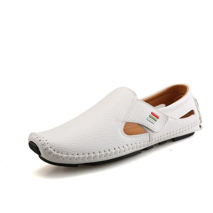 Slip-On | Echtleder | atmungsaktiv | rutschfest | EVA-Sohle | Herren | leicht-Weiß-37-Luzern Mode