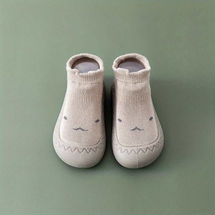 Kleinkind Anti-Rutsch Hausschuhe mit Tiermotiv Sohle-Khaki-19-Luzern Mode