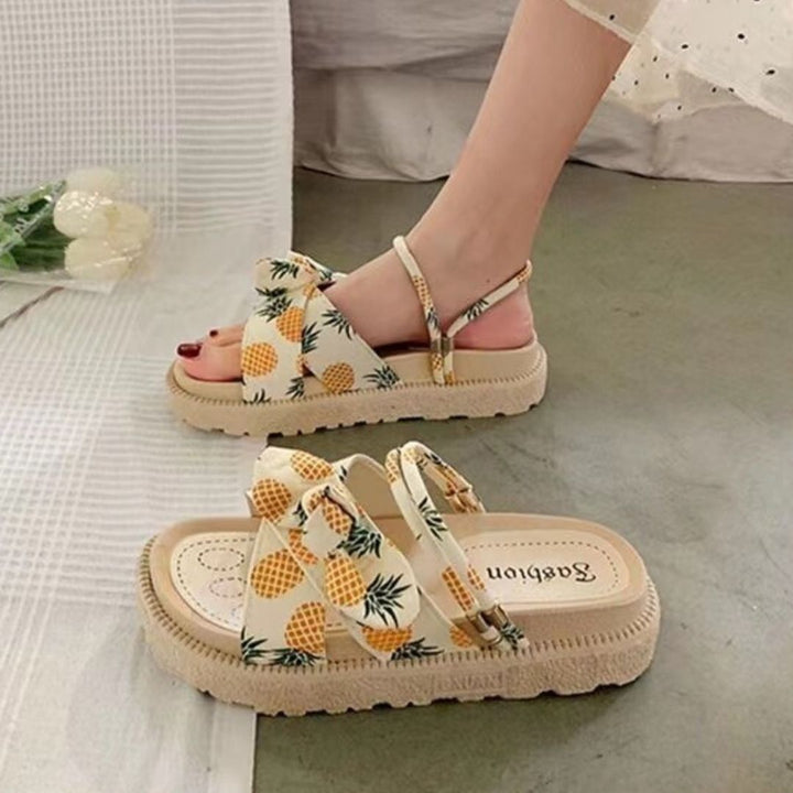 Damen Sandalen | Verstellbare Riemen | Leicht | Robust | Offen -Ananas-35-Luzern Mode