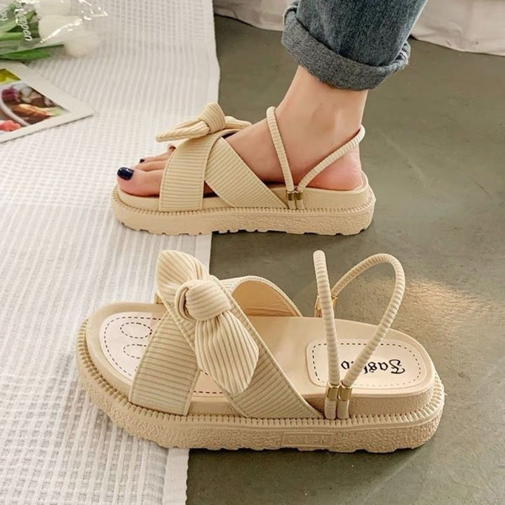 Damen Sandalen | Verstellbare Riemen | Leicht | Robust | Offen -Beige-35-Luzern Mode