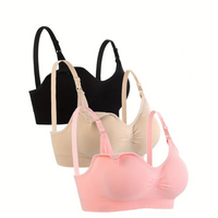 Still-BH Set | 3-teilig | Nahtlos | Bügellos | Verstellbar-Schwarz Beige Rosa-M-Luzern Mode