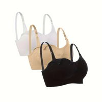 Still-BH Set | 3-teilig | Nahtlos | Bügellos | Verstellbar-Weiß Beige Schwarz-M-Luzern Mode